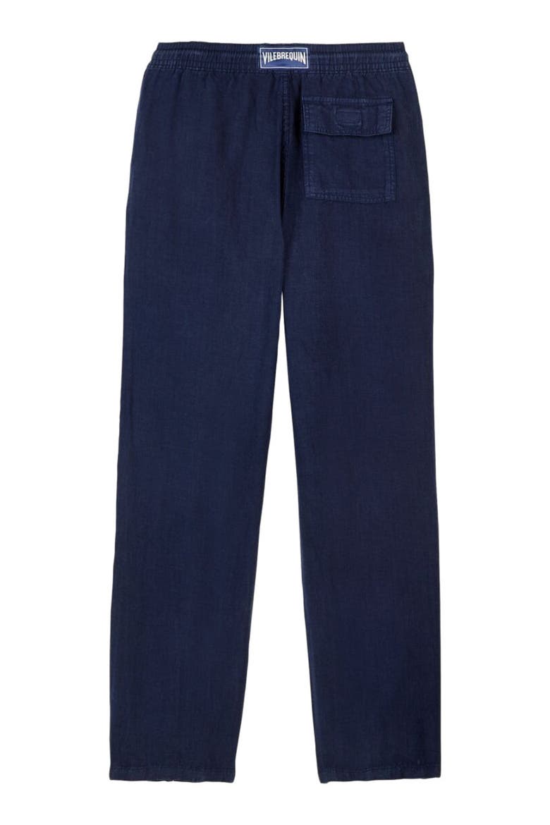 Men's Solid Linen Pants, Alternate, color, NAVY