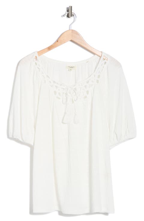 Elbow Sleeve Yoke Top (Plus)