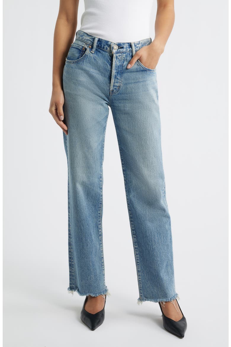 Sebring Frayed Straight Leg Jeans, Main, color, LIGHT BLUE