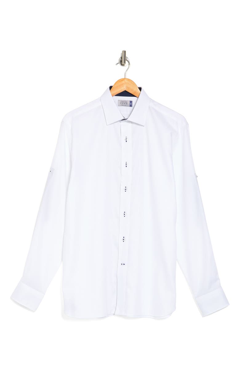 Lorenzo Uomo Trim Fit Long Sleeve Cotton Twill Button-Up Shirt, Alternate, color, White