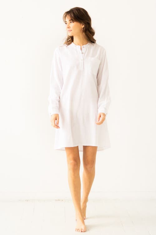 Salua Flannel Sleep Shirt In White