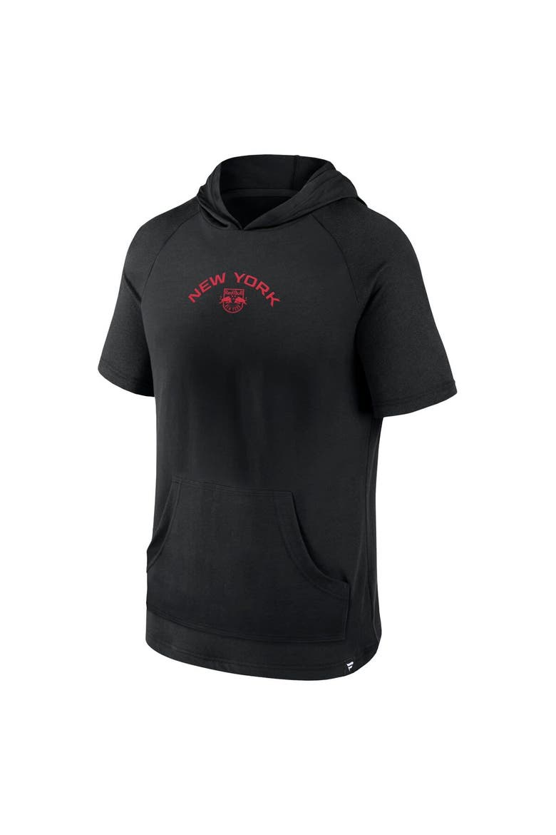 Men's Fanatics Branded Black New York Red Bulls Match Raglan Short Sleeve Pullover Hoodie, Alternate, color, Black