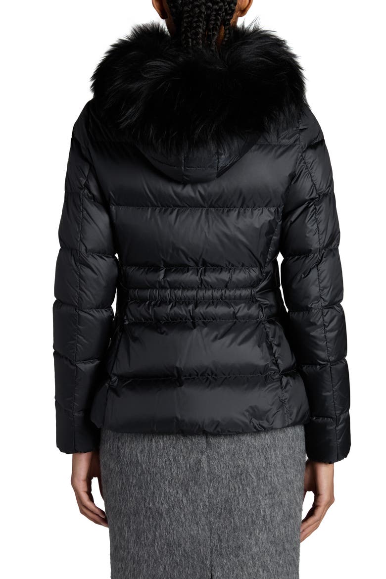 Boed Down Puffer Jacket with Genuine Shearling Trim, Alternate, color, BLACK/ BLACK