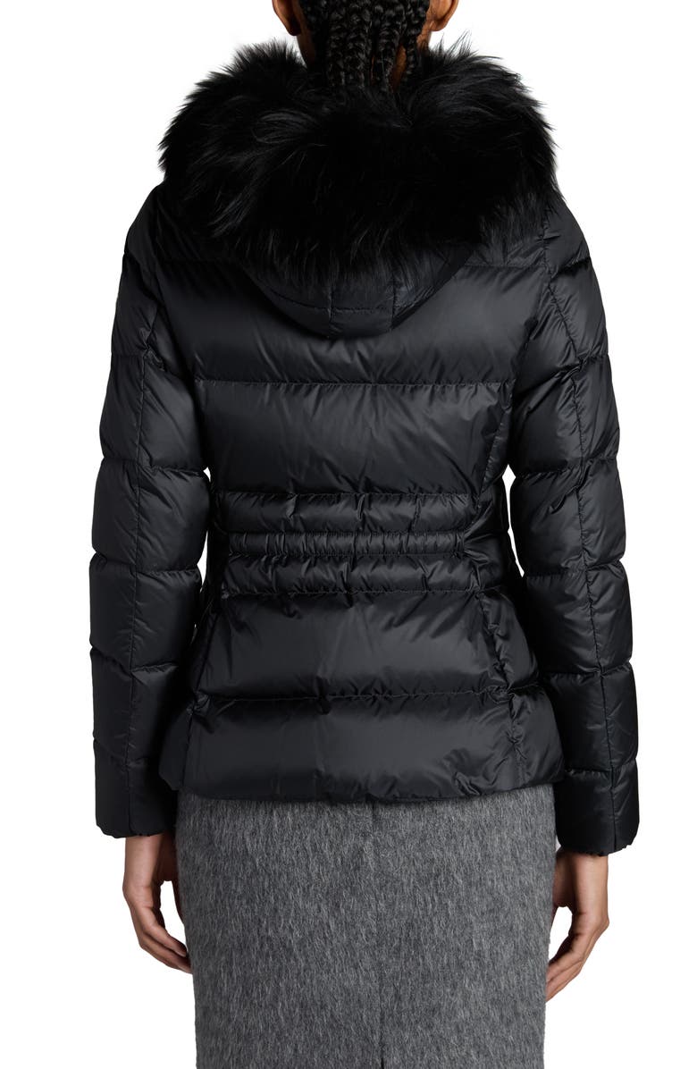 Moncler Boed Down Puffer Jacket with Genuine Shearling Trim, Alternate, color, Black