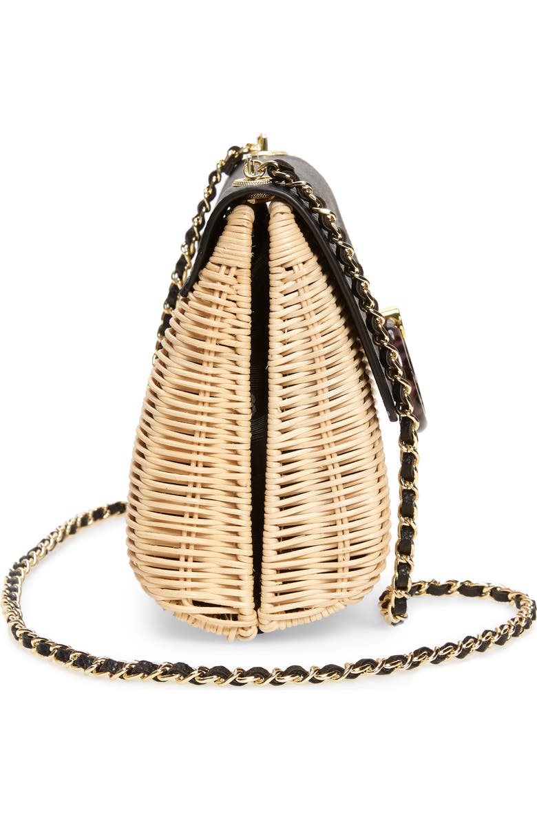 Ted Baker London Janiya Faux Leather & Woven Rattan Crossbody Bag, Alternate, color,