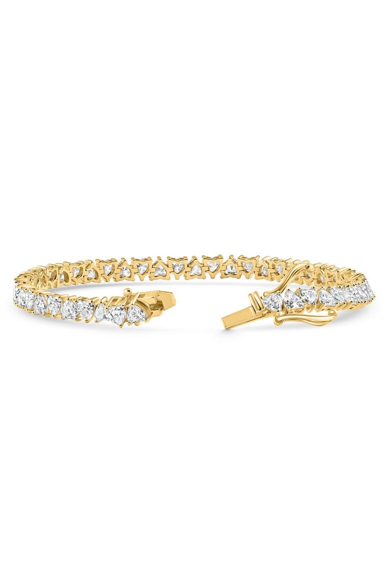 10.50Ct Heart Cut Diamond Tennis Bracelet 14k Gold 7" Lab Grown, Alternate, color, 14k Yellow Gold