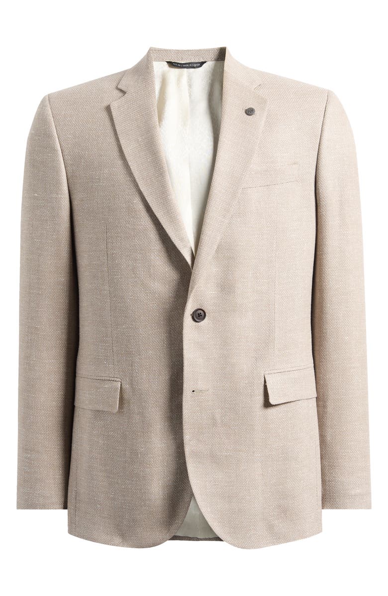 AllSaints Ross Slim Fit Tan Mélange Textured Wool & Linen Sport Coat, Main, color, Tan