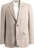 AllSaints Ross Slim Fit Tan Mélange Textured Wool & Linen Sport Coat