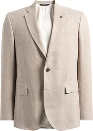 AllSaints Ross Slim Fit Tan Mélange Textured Wool & Linen Sport Coat