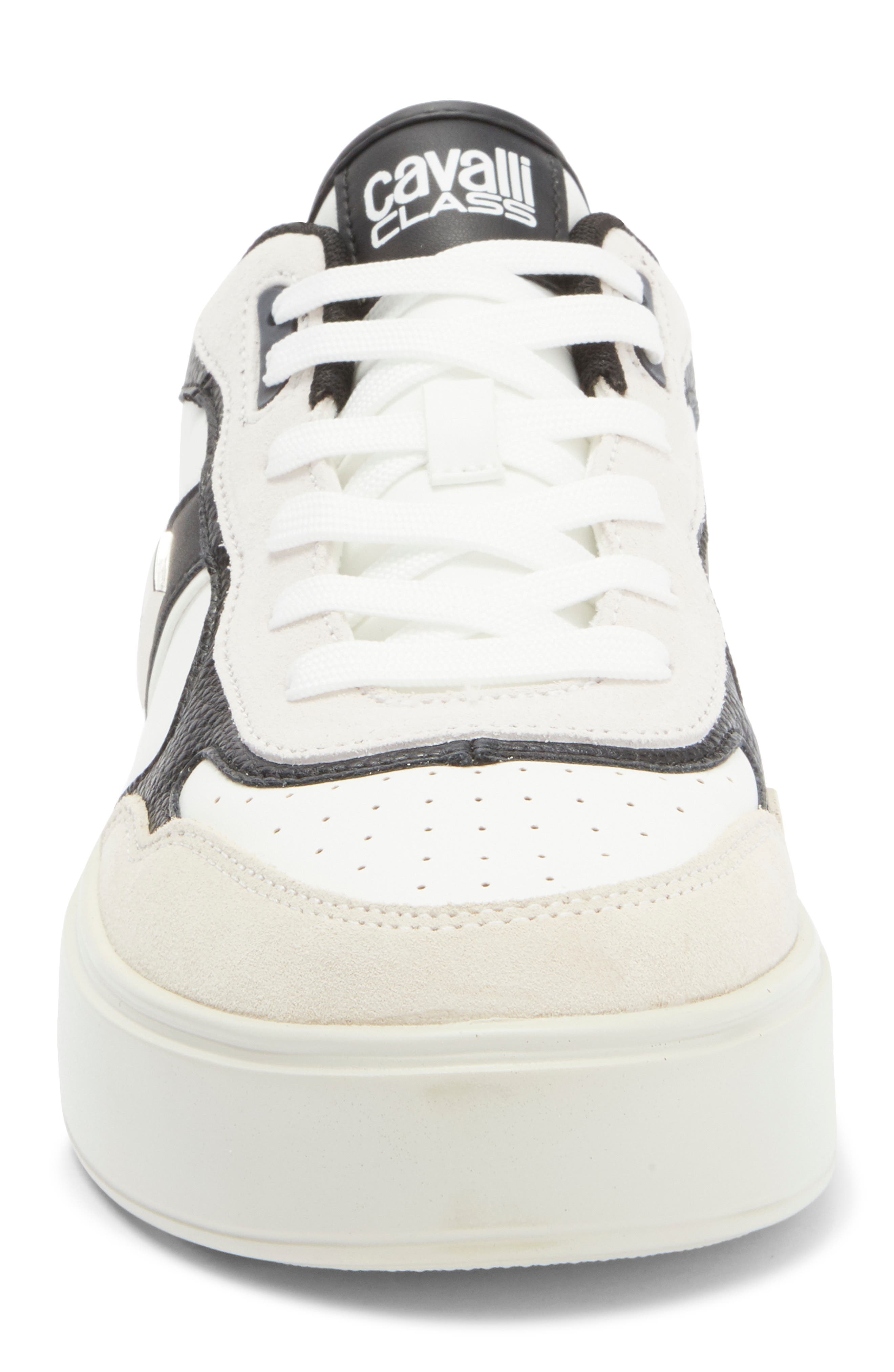 Roberto Cavalli Cavalli Class Low Top Sneaker, Alternate, color, White/ Black/ Farro