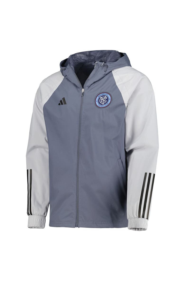 adidas Men's adidas Charcoal New York City FC All-Weather Raglan Hoodie Full-Zip Jacket, Alternate, color, 