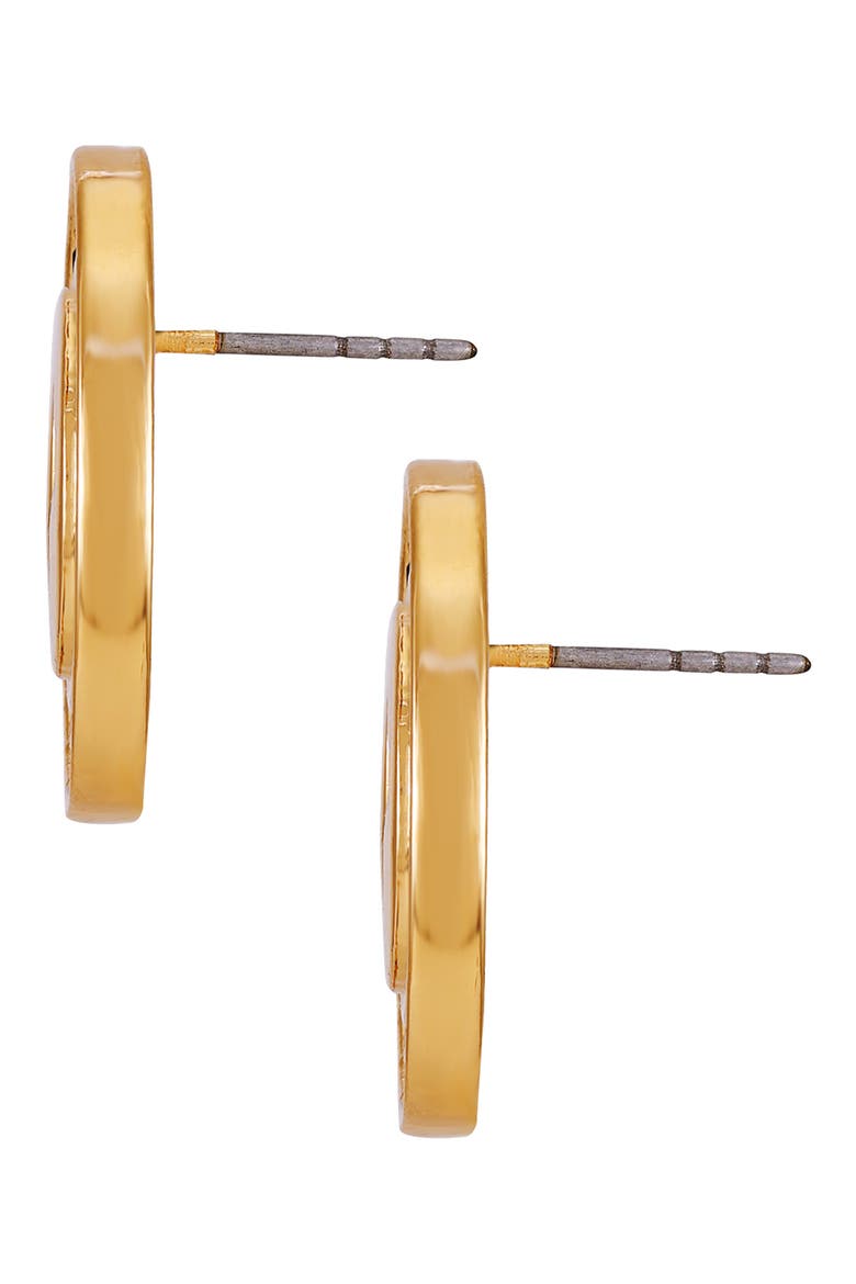 Pavé Crystal Horseshoe Button Stud Earrings, Alternate, color, GOLDTONE/ JET