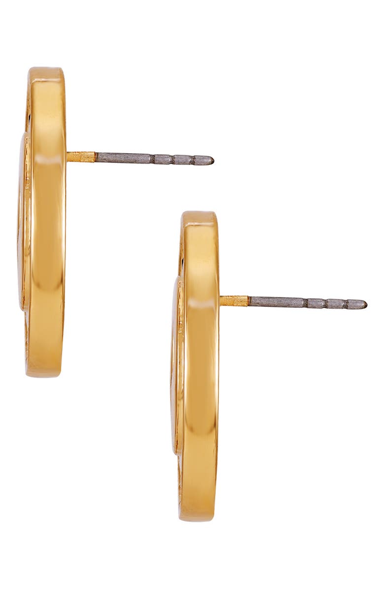 True Religion Pavé Crystal Horseshoe Button Stud Earrings, Alternate, color, Goldtone/ Jet