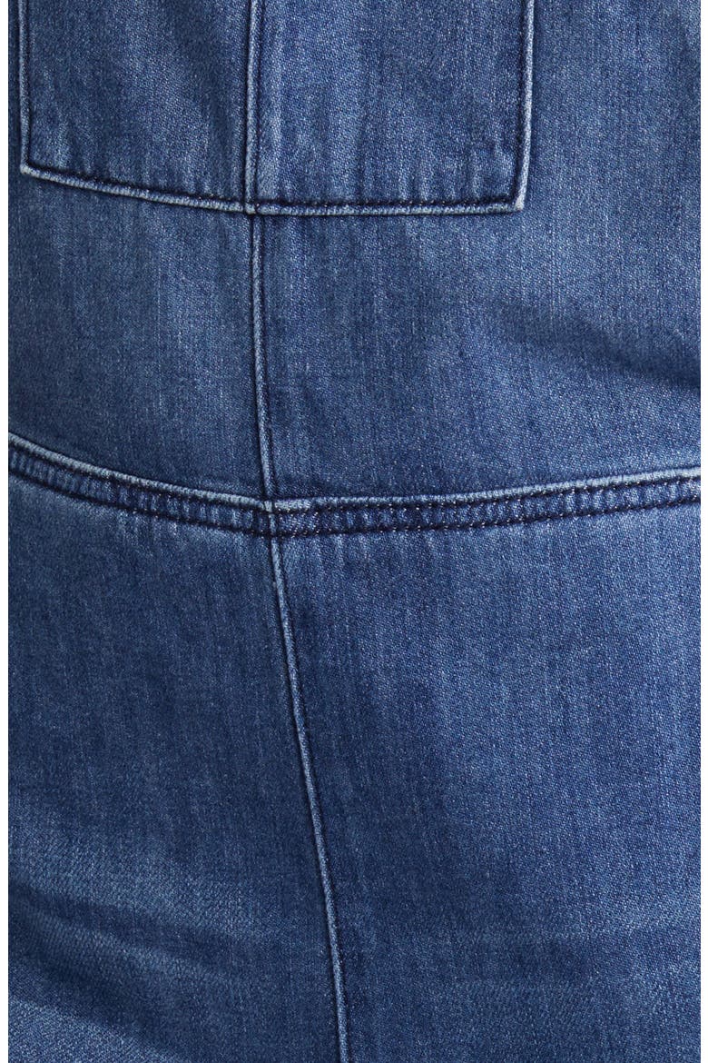 Frayed Hem Denim Overalls, Alternate, color, DARK WASH