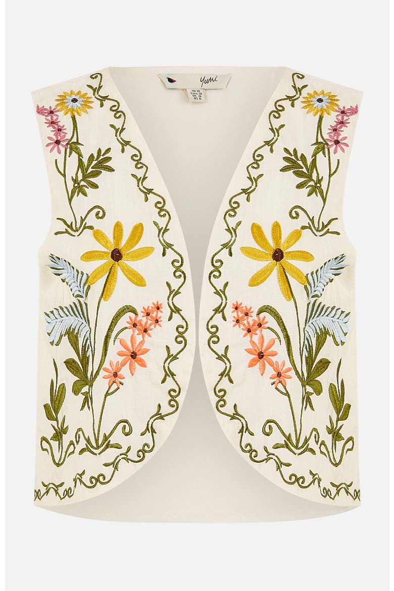 Floral Embroidered Cotton Waist Coat, Alternate, color, Multi