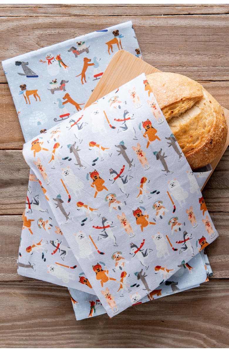 Puppington Dog Kitchen Towels, Alternate, color, Ice Pups Winter Woofs