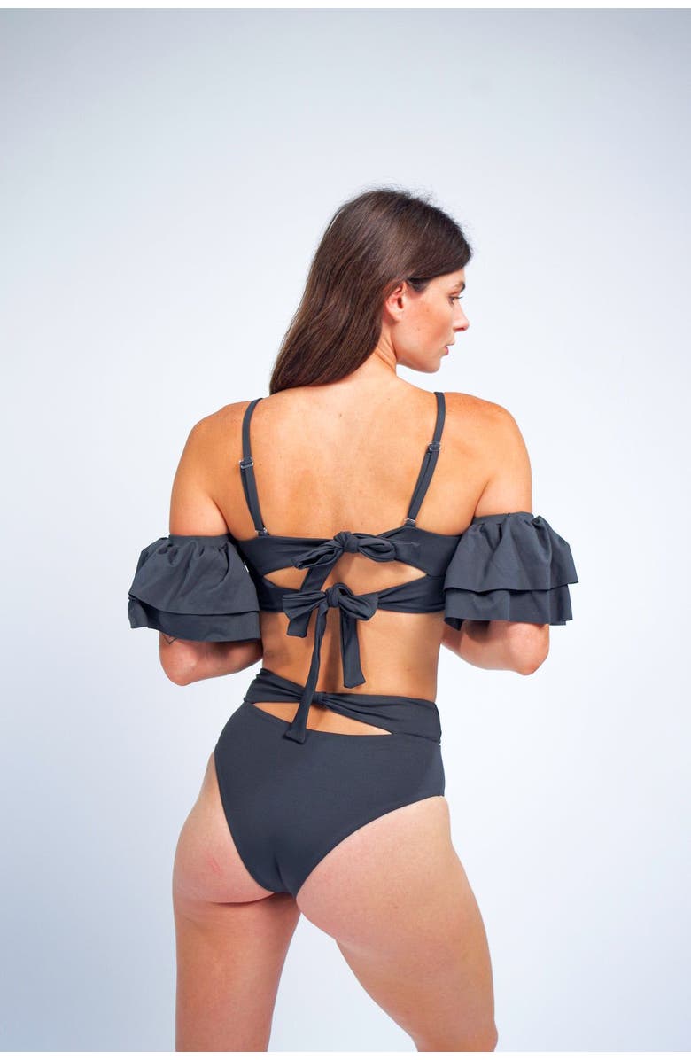 Mary Mercedes Ty Cutout Bikini Bottom, Alternate, color, Charcoal Grey