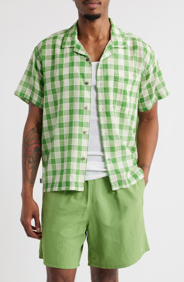 Obey Weldon Check Short Sleeve Cotton Button-Up Shirt, Main, color, 