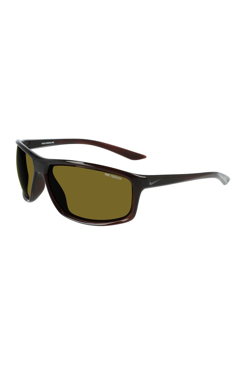 Adrenaline 66mm Rectangular Sunglasses, Alternate, color, BROWN