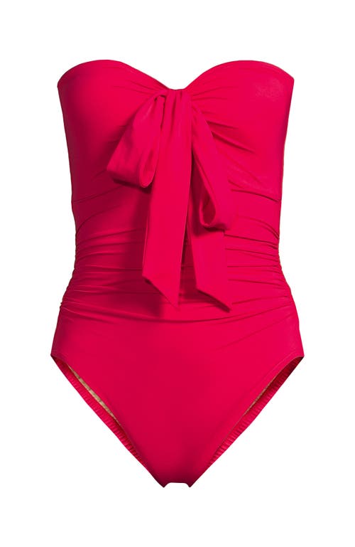 Lands' End Plus Size Slender Suit Multi-way Bandeau High Leg One Piece Swimsuit In Red