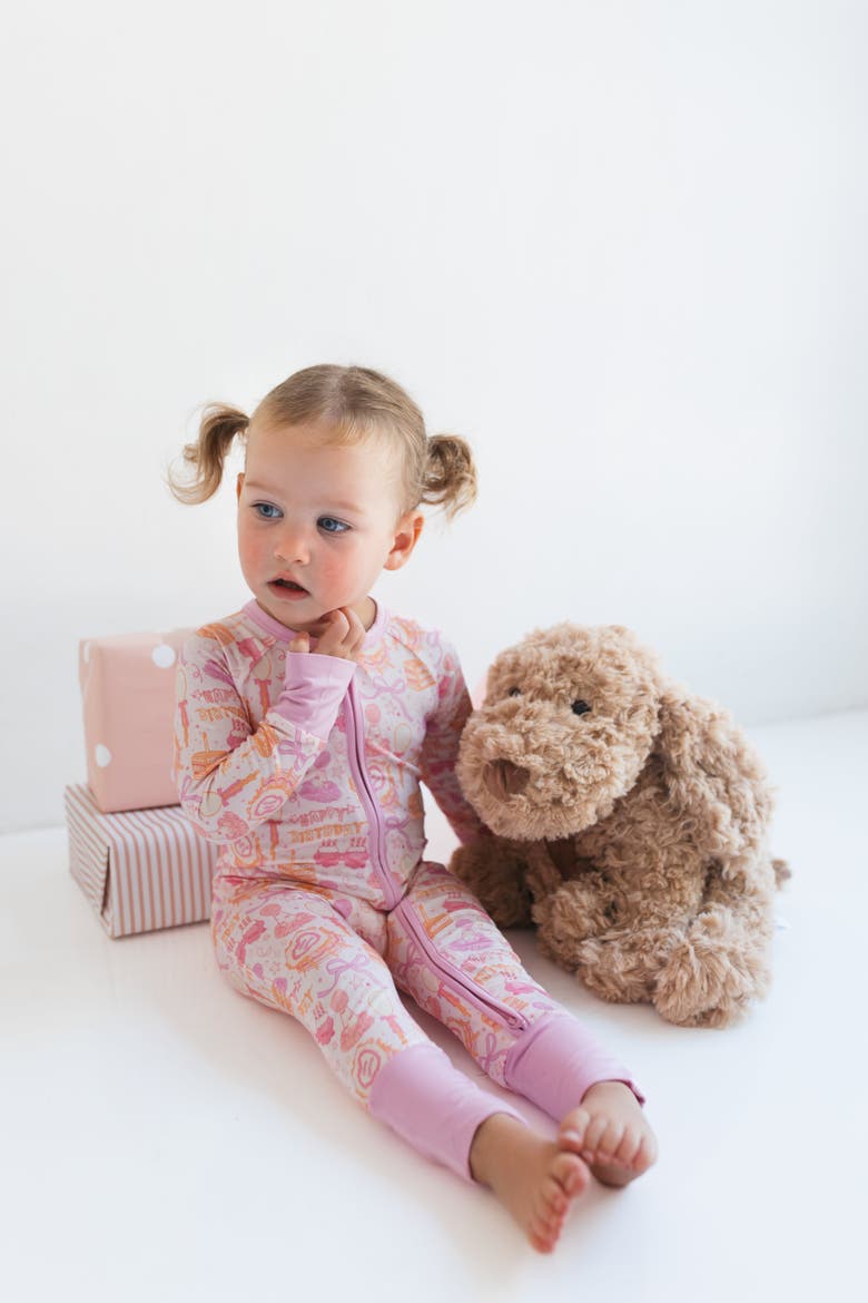 Birthday Zipper Romper, Alternate, color, Pink / Purple