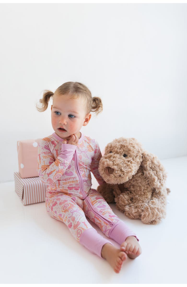 In My Jammers Birthday Zipper Romper, Alternate, color, Pink / Purple