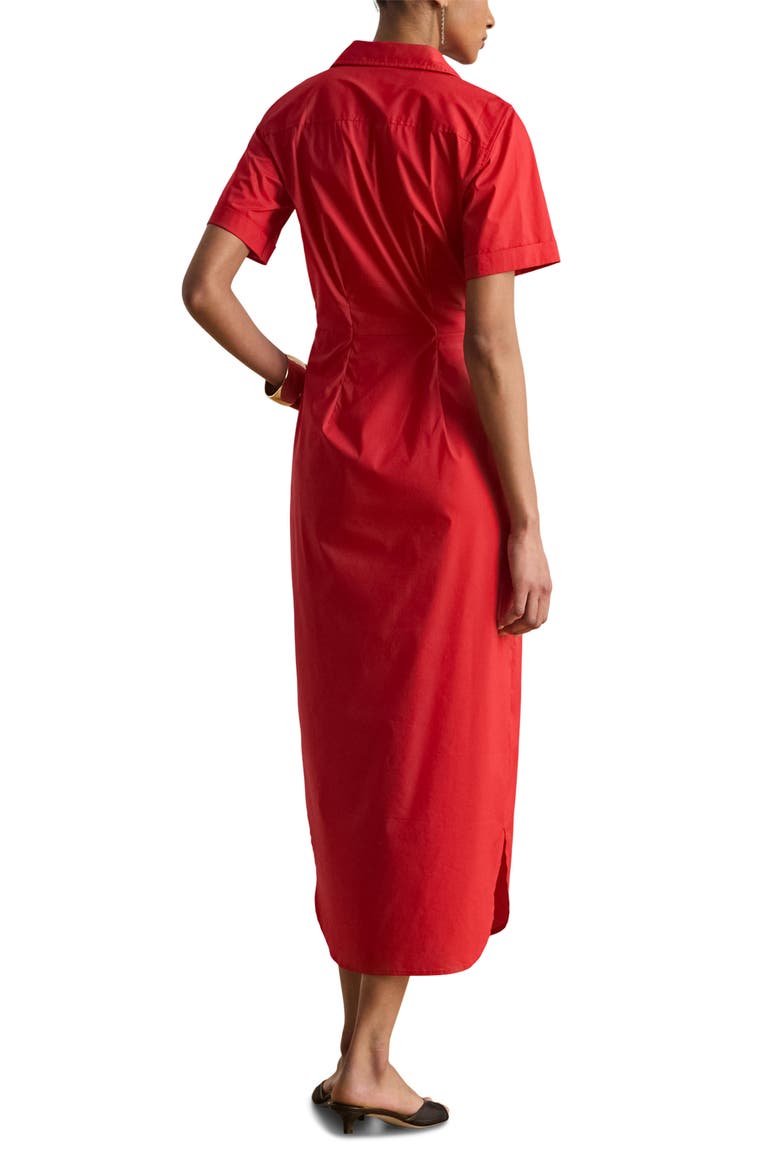 Twist Front Cotton Blend Shirtdress, Alternate, color, RED