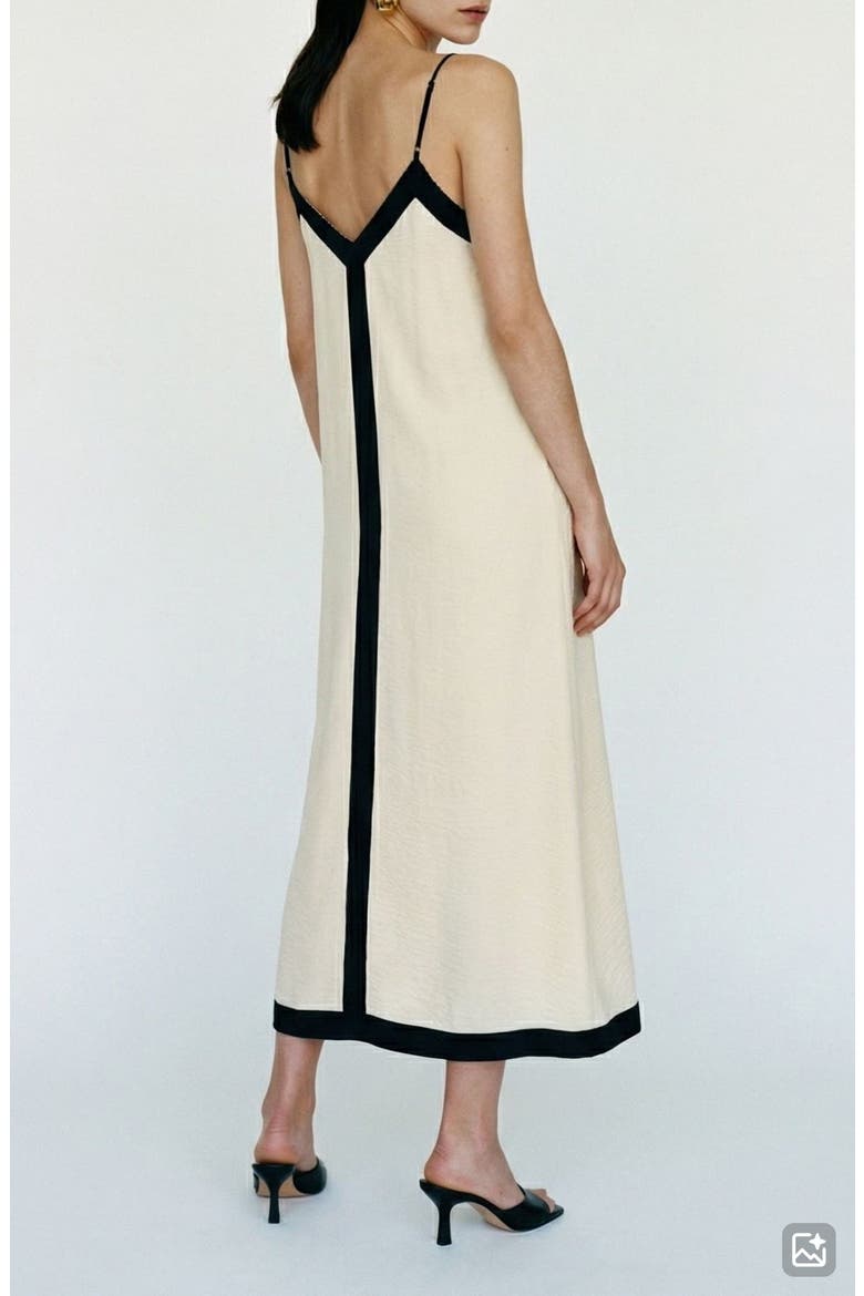 Denise V-Neck Midi Dress, Alternate, color, BIRCH DETAIL BLACK