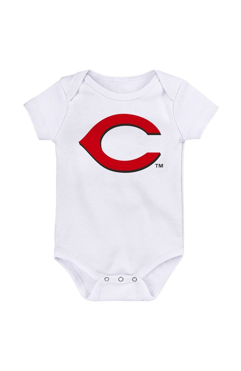 Outerstuff Newborn & Infant Heather Gray/Red/White Cincinnati Reds Minor League Player Three-Pack Bodysuit Set, Alternate, color, Heather Gray