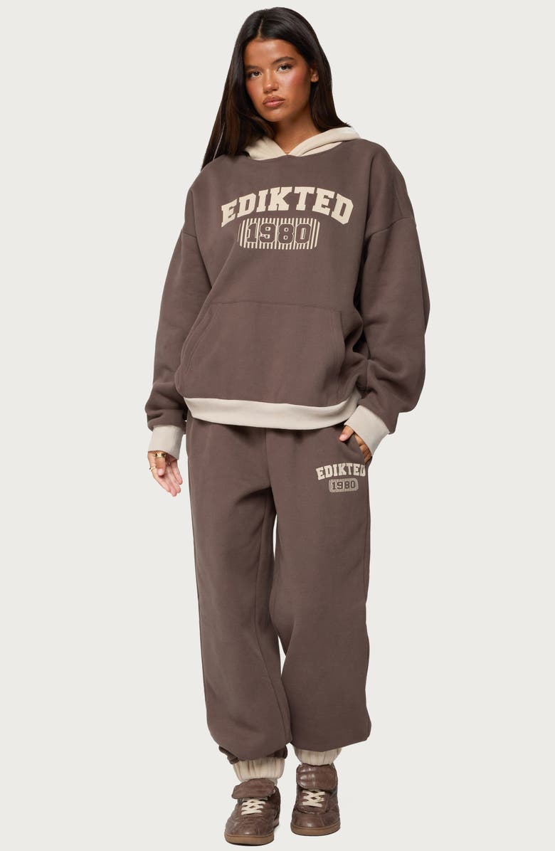 EDIKTED 1980 Logo Sweatpants, Alternate, color, Brown
