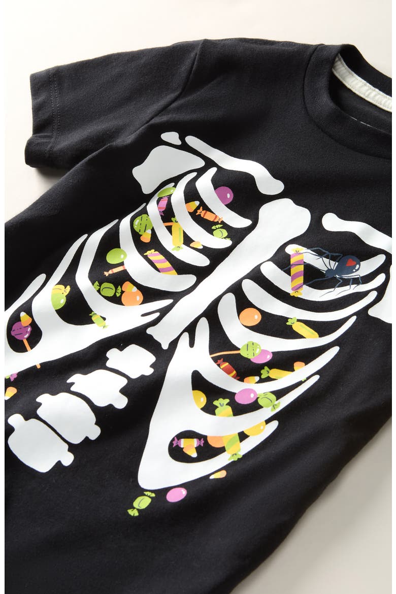 Kids' Graphic T-Shirt, Alternate, color, BLACK- WHITE RIB CAGE