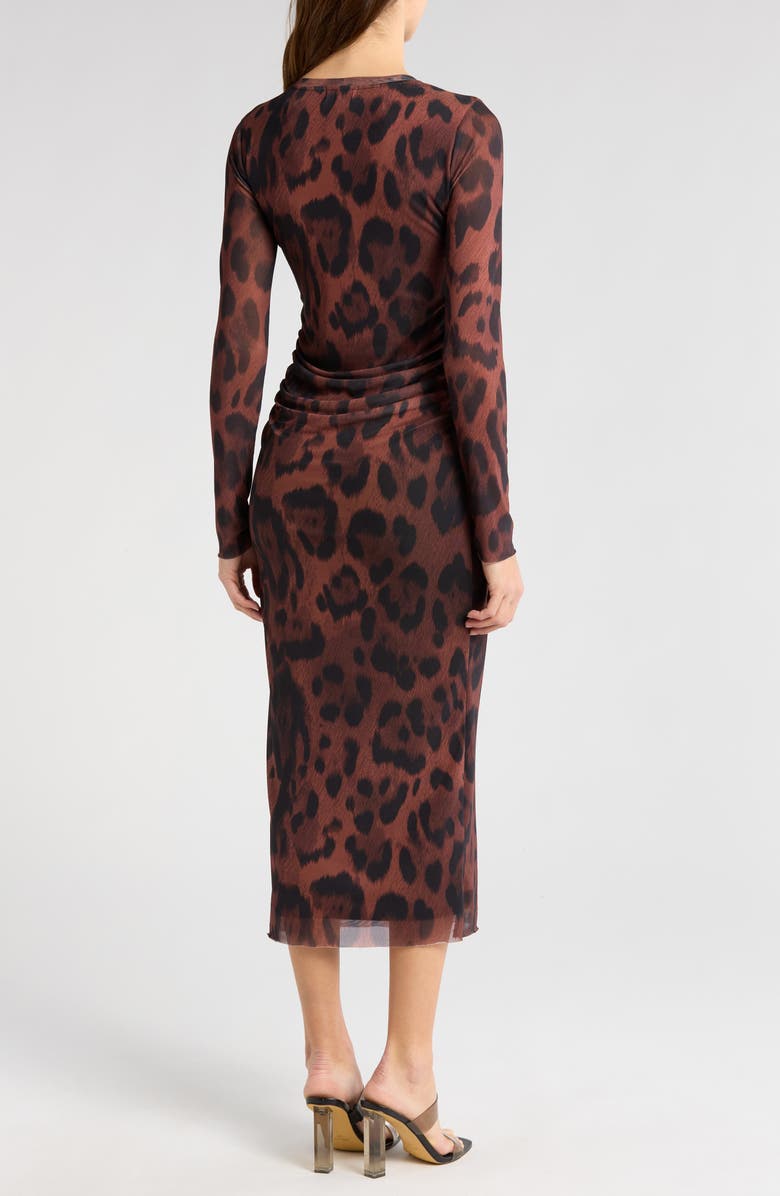 Socialite Ruched Long Sleeve Mesh Midi Dress, Alternate, color, 