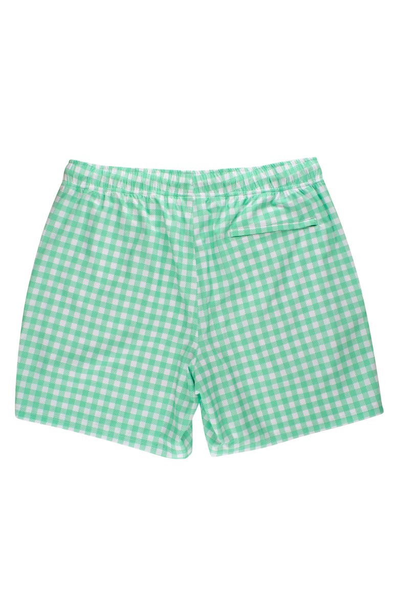 RuggedButts UPF50+ Sun Protected Men's Stretch Swim Trunks, Alternate, color, Spring Green Gingham