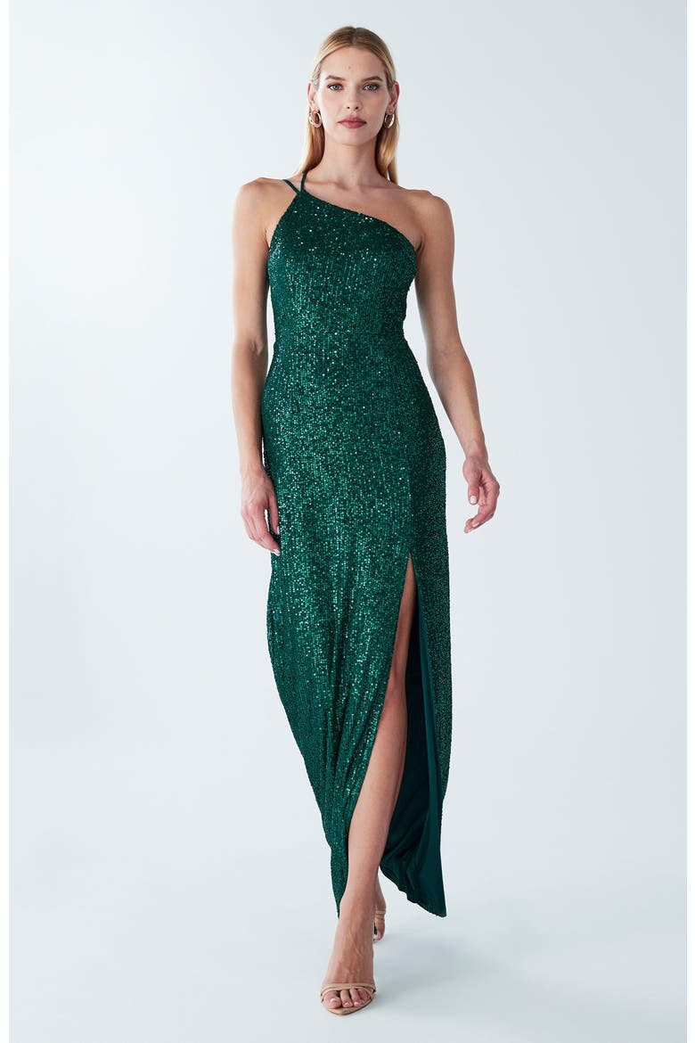 Boston Maxi Dress, Alternate, color, Emerald Sequin