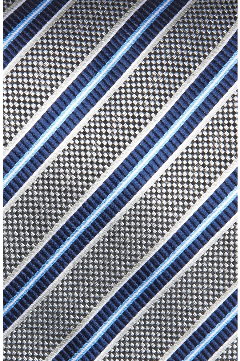 Stripe Silk Tie, Alternate, color, SILVER