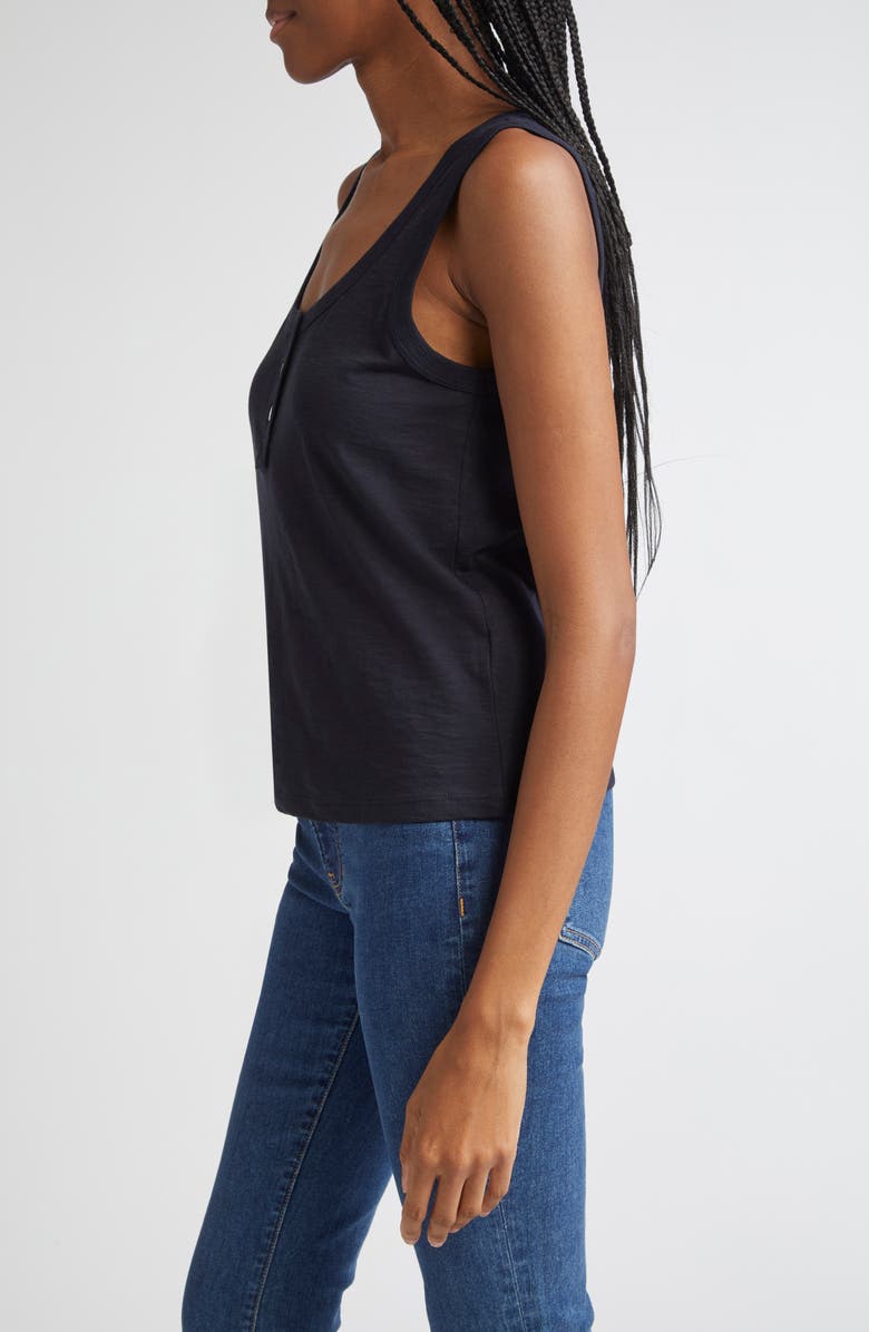 Veronica Beard Harrison Cotton Henley Tank, Alternate, color, Navy