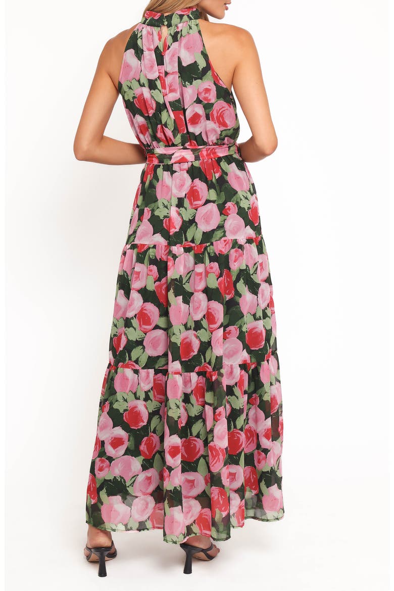 Caroline Floral Halter Neck Maxi Dress, Alternate, color, BLACK FLORAL