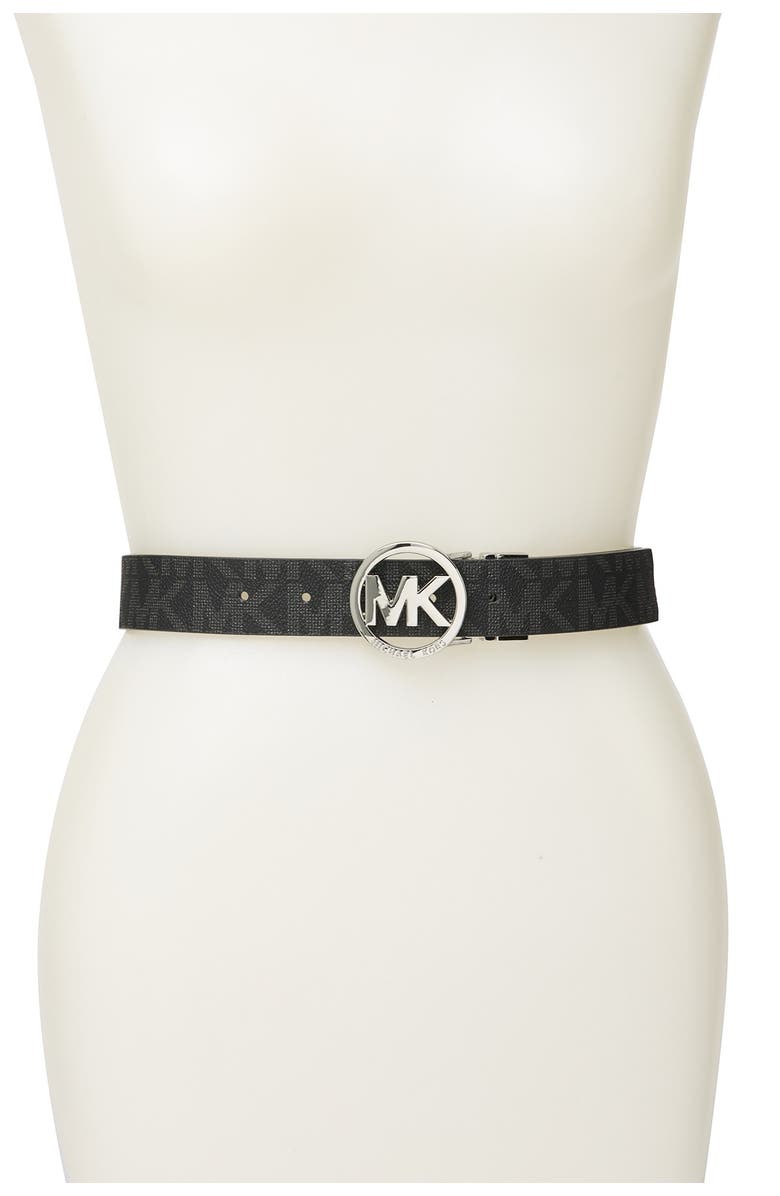 Michael Kors Reversible Logo Belt, Main, color, Black