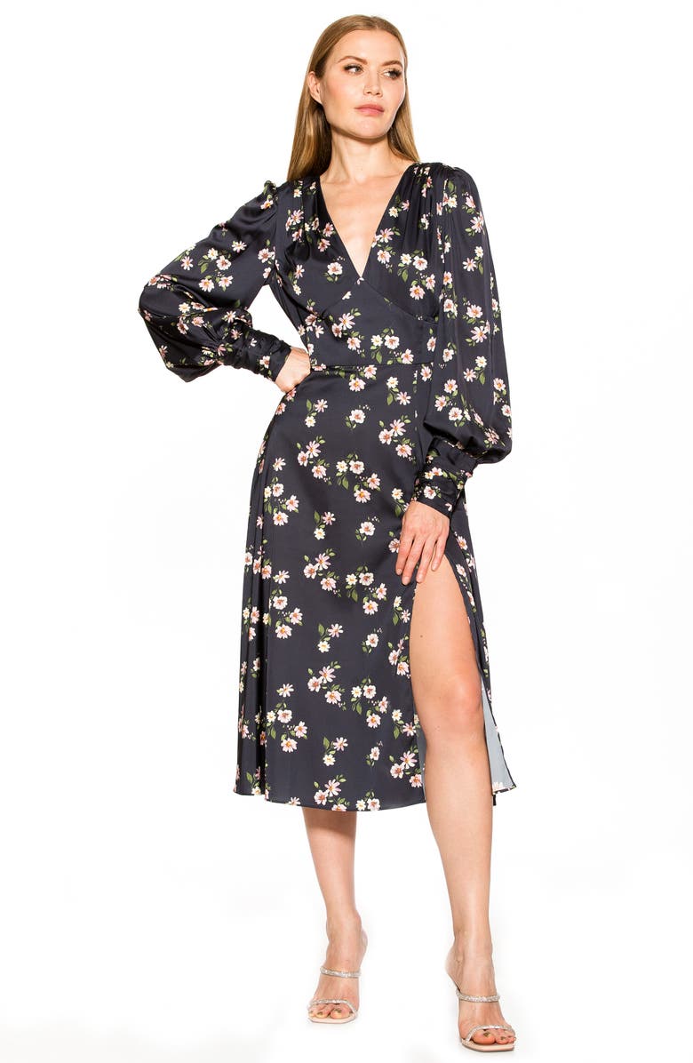 Alexia Admor Elysa Long Sleeve Satin Midi Dress, Alternate, color,