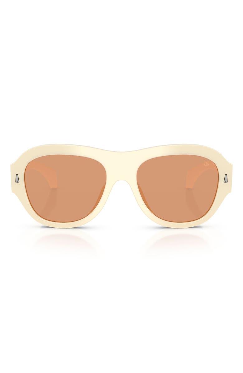 Moncler Elevane 56mm Irregular Sunglasses, Main, color, Opaline Vanilla / Warm Brown