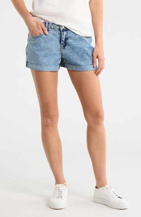 Vigoss Mid Rise Double Rolled Cuffed Denim Shorts