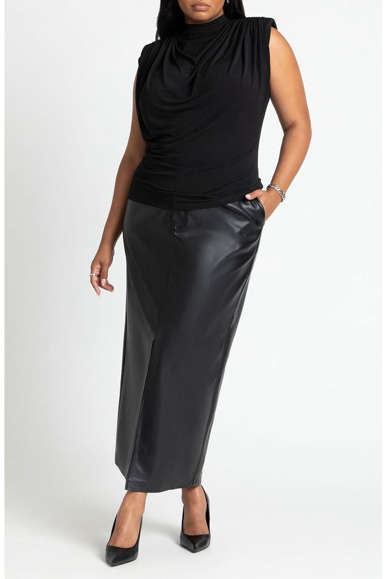 Draped Mock Neck Sleeveless Top, Alternate, color, BLACK ONYX