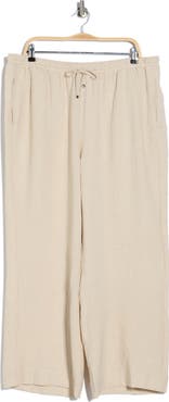 MAX STUDIO Wide Leg Textured Woven Drawstring Pants
