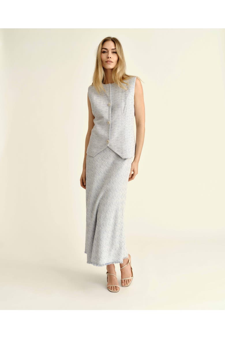 Mable Tweed Skirt, Alternate, color, Blue Mist