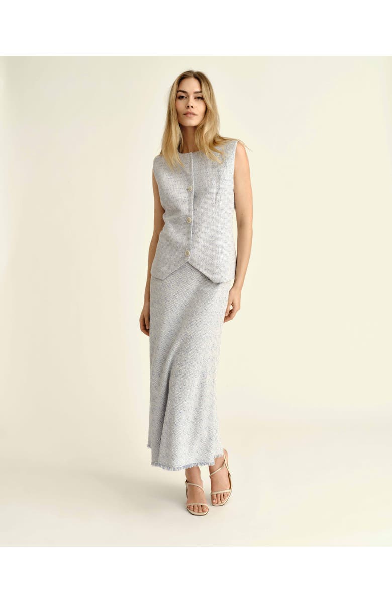 Cartolina Mable Tweed Skirt, Alternate, color, Blue Mist