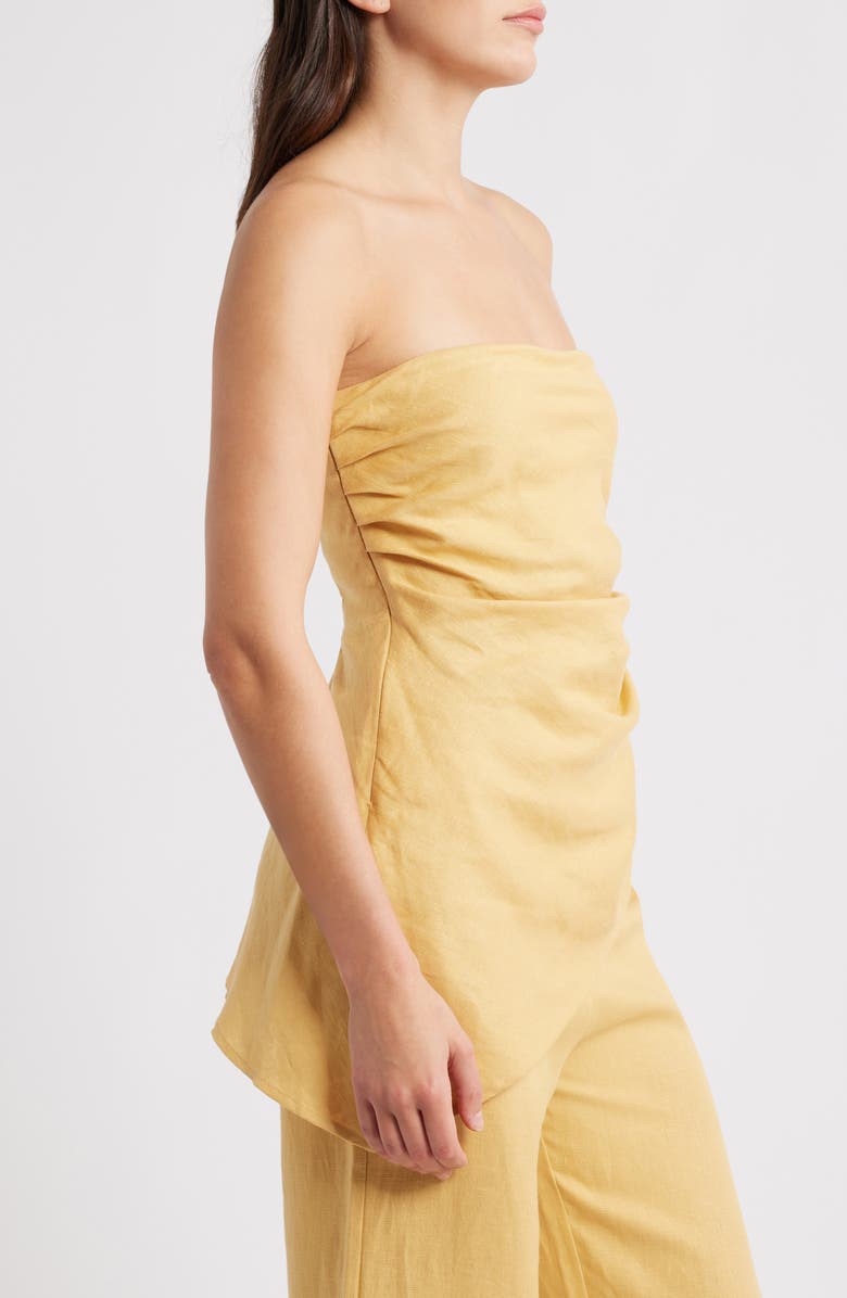 Faithfull the Brand Nera Strapless Asymmetric Hem Top, Alternate, color, Marigold