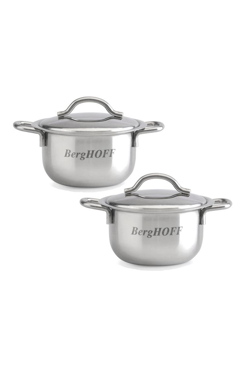INTERNATIONAL Stainless Steel Covered Mini Pot - Set of 2, Main, color, SILVER