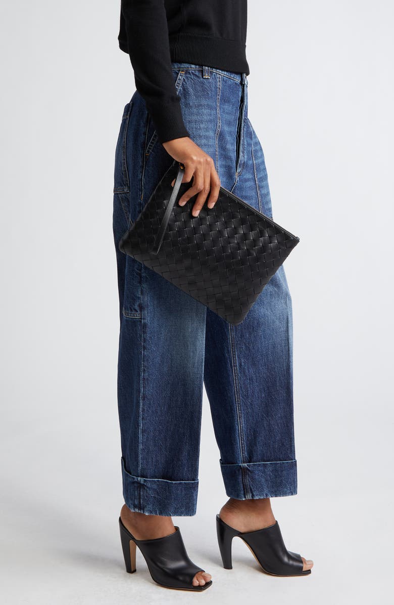 Bottega Veneta Intrecciato Leather Pouch, Alternate, color,