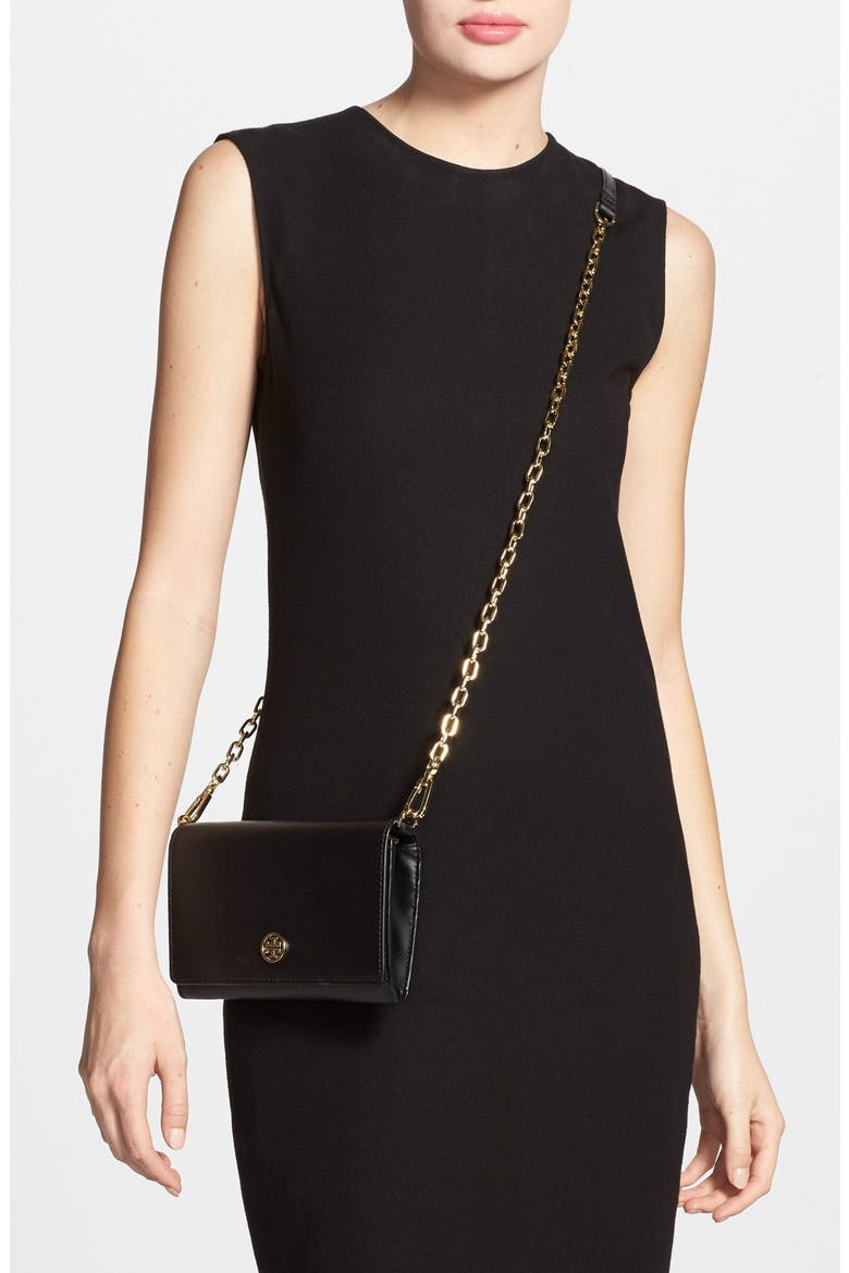 'Robinson' Leather Wallet on a Chain, Alternate, color, BLACK