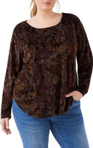 Karen Kane Velvet Burnout Shirttail Top